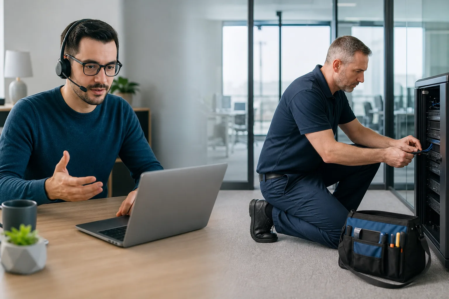 Use remote or on-site help according to the problem