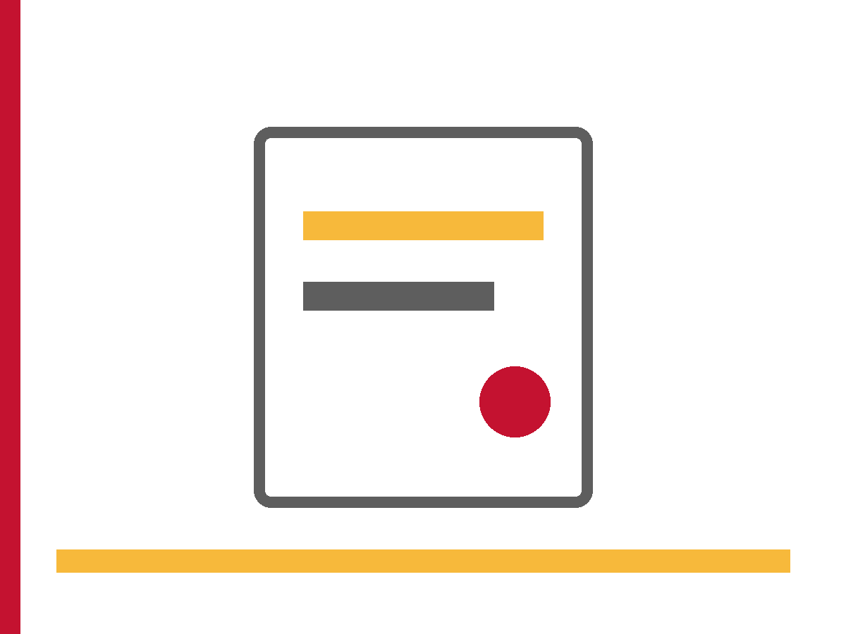 A charcoal rounded rectangle containing a gold bar, a charcoal bar, and a crimson circle