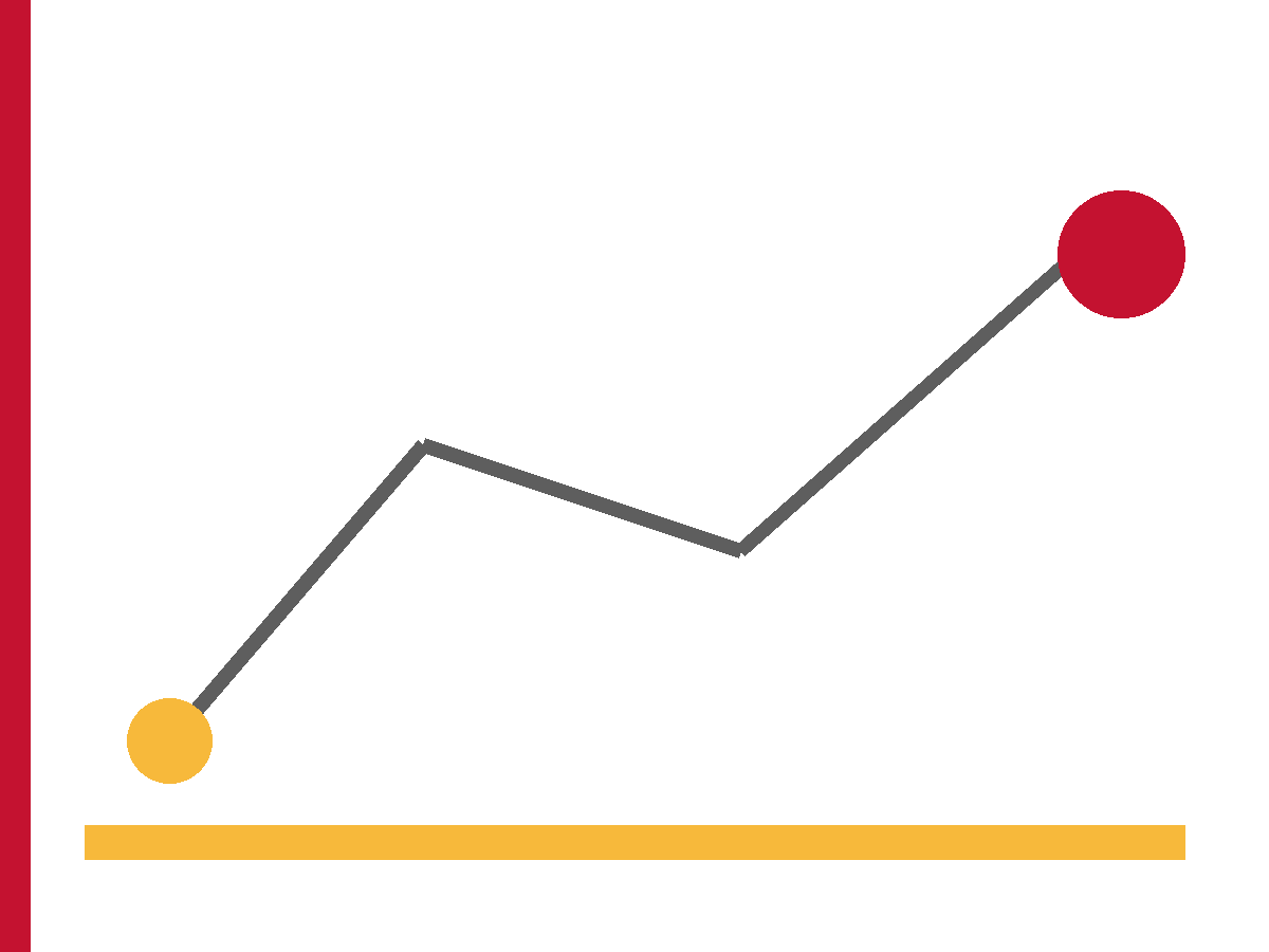 A charcoal polyline from a gold circle to a crimson circle