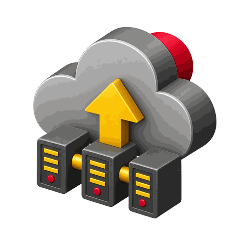 Cloud uploading from three servers