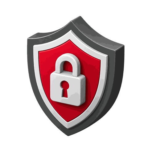 Shield and padlock for cybersecurity