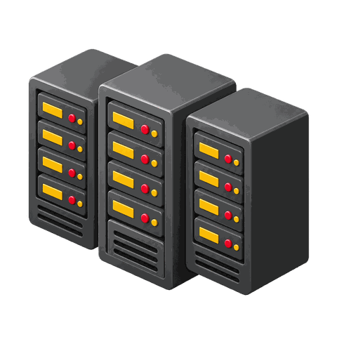 Three server racks for data center services